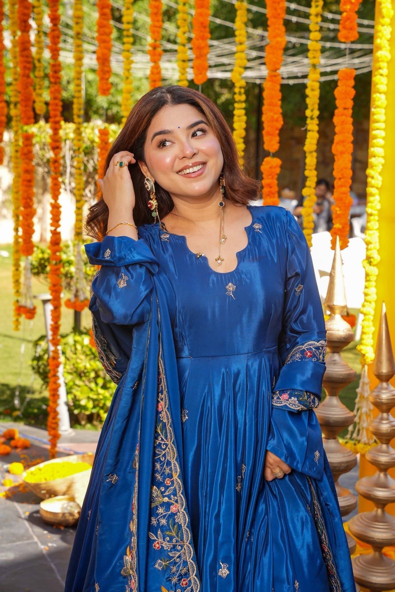 The Radiant Mustard Botanical-Hem Anarkali